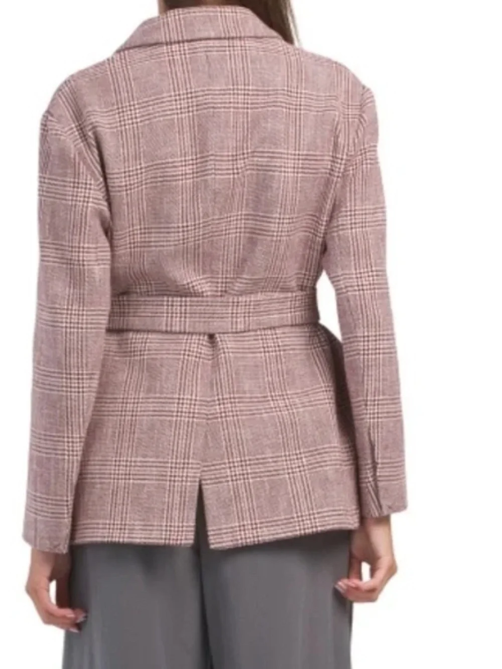 MAJE Double-Breasted Prince of Wales Checked Belted Coat Jacket FR 40 US 8 NWT - Picture 2 of 6
